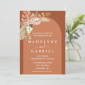 テラクッタ トロピカル ボーホー ブーケ アーチ 招待状 (スタンド正面)