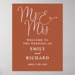 テラクッタ 結婚式 ウェルカムサイン Mr. and Mrs. ポスター