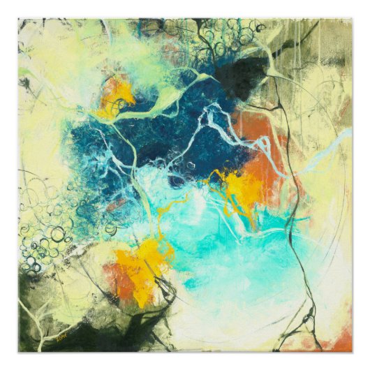 テラグリーン抽象デザイン ポスター (正面)