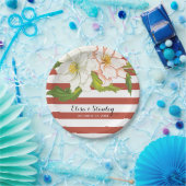 テラコストライプッタモダンフローラ結婚ズ ペーパープレート (パーティー)