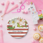 テラコストライプッタモダンフローラ結婚ズ ペーパープレート (パーティー)