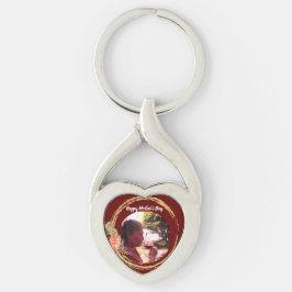 テラコタと金ゴールド母の日のカスタム写真 キーホルダー