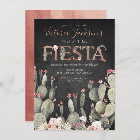 テラコタアンドサボス誕生日フィエスタパーティー 招待状 (正面/裏面)