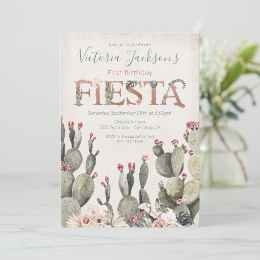 テラコタアンドサボス誕生日フィエスタパーティー 招待状 (スタンド正面)