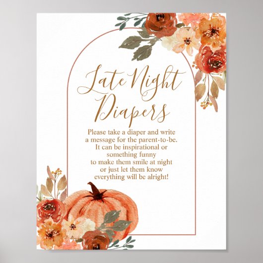 テラコタカボチャ赤ちゃんシャワー夜おむつ ポスター (正面)