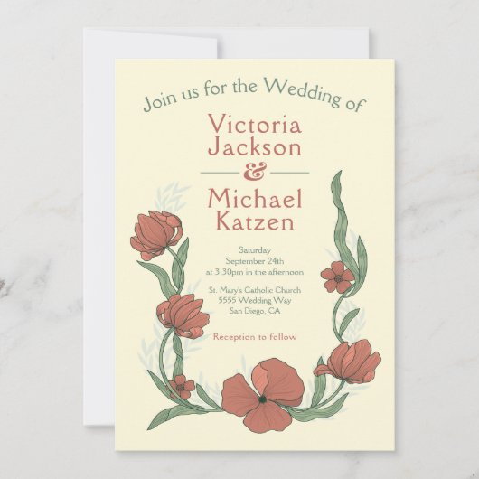 テラコタクラフトマンフローラ結婚式招待状 招待状 (正面)