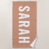 テラコタピンクベージュレトロ名バチェロレッテタオル ビーチタオル (正面)