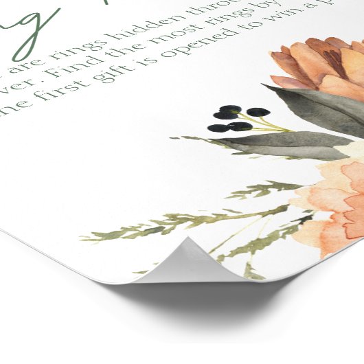 テラコタフラワーブライダルシャワーゲームリングや輪狩り ポスター (角)