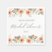 テラコタフラワーブライダルシャワーペーパーナプキン スタンダードカクテルナプキン (正面)
