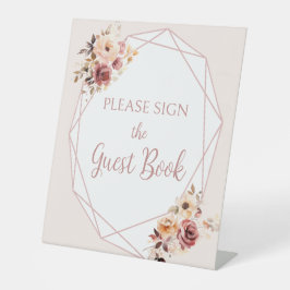 テラコタフローラベビーシャワーゲストブックサイン 台座サイン