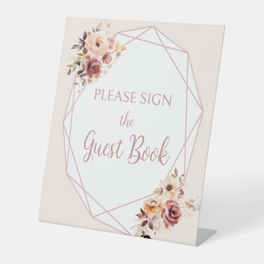テラコタフローラベビーシャワーゲストブックサイン 台座サイン (正面)