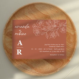 テラコタモダンエレガントな結婚式 招待状