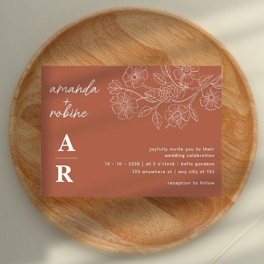 テラコタモダンエレガントな結婚式 招待状