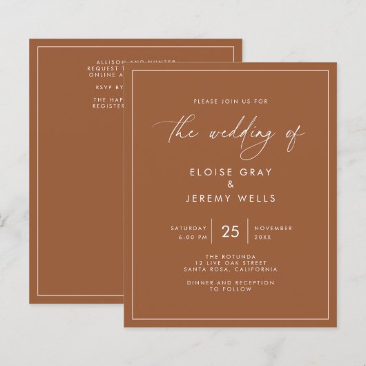 テラコタル結婚式招待状 (正面/裏面)