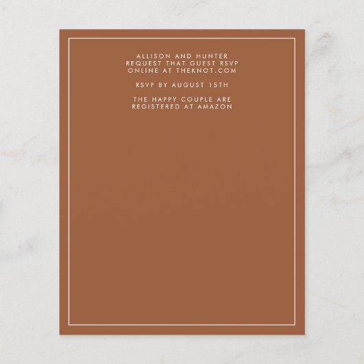 テラコタル結婚式招待状 (裏面)