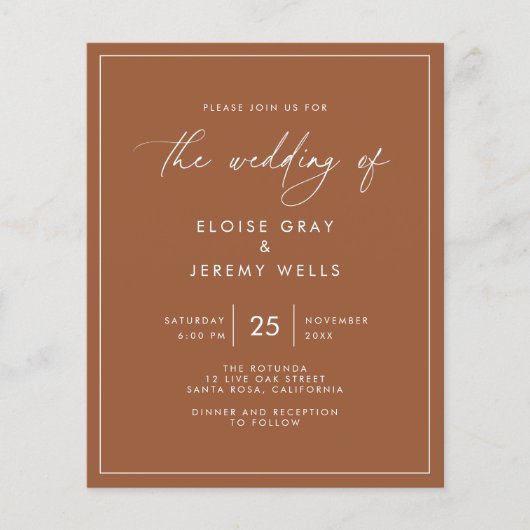 テラコタル結婚式招待状 (正面)