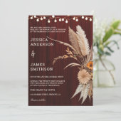 テラコタ素朴とマルーン花模様ズ結婚 招待状 (スタンド正面)