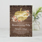 テラコタ素朴フローラカボチャ引っ越し祝いパーティーパーティー 招待状 (スタンド正面)