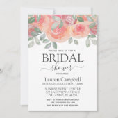 テラコタ素朴花模様ブライダルシャワー 招待状 (正面)