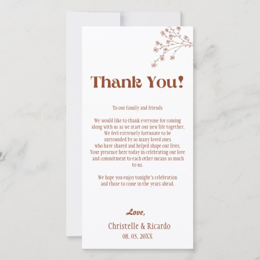 テラコタ結婚の場所設定サンキューカード (正面)