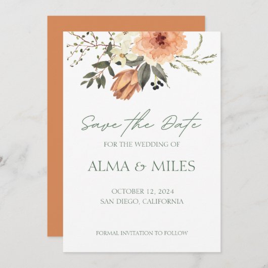 テラコタ花の日付を保存 セーブザデート (正面/裏面)