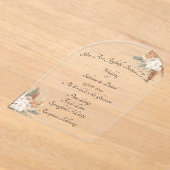 テラコタ&クリームフラワー結婚ズ アクリル招待状 (レイダウン)