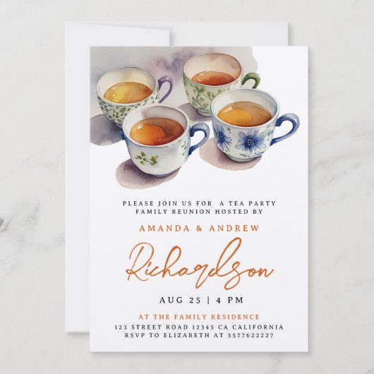 テラコッエレガントタティーパーティー懇親会水彩 招待状 (正面)