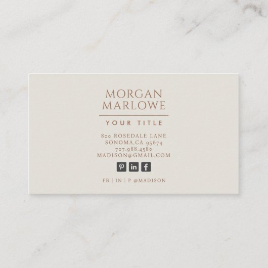 テラコッエレガントタボホワイルドフラワーフローラルパターン 名刺 (裏面)