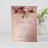 テラコッエレガントタマルーン秋花誕生日 招待状 (スタンド正面)
