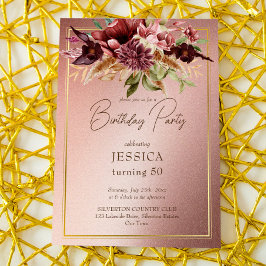 テラコッエレガントタマルーン秋花誕生日 招待状