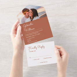 テラコッエレガントタ・モノグラ結婚ム写真 オールインワン招待状