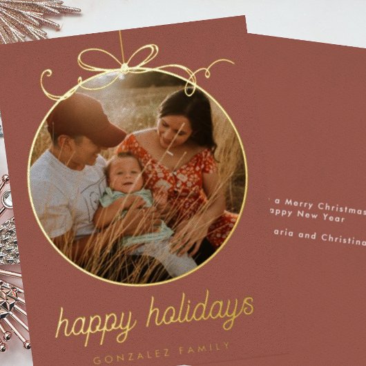 テラコッタお洒落オーナメント&ボウフォト 箔シーズンカード