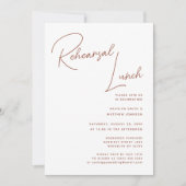 テラコッタお洒落スクリプトシックなリハーサルランチ 招待状 (正面)