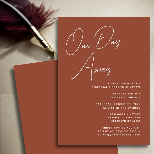 テラコッタお洒落スクリプトシック1日遠くに 招待状