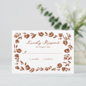 テラコッタお洒落手描き結婚花 出欠カード (スタンド正面)