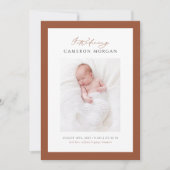 テラコッタお洒落書道写真ベビー誕生 案内状 (正面)
