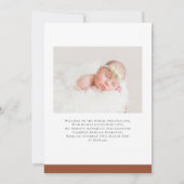 テラコッタお洒落書道写真ベビー誕生 案内状 (裏面)