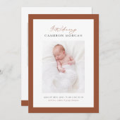 テラコッタお洒落書道写真ベビー誕生 案内状 (正面/裏面)