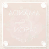 テラコッタかわいらしラストフローラかわいいウェディングパーティー ガラスコースター (裏面)