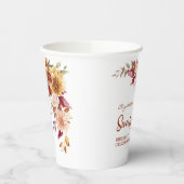 テラコッタかわいらし秋フローラグリーンリー誕生日 紙コップ (左)