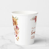 テラコッタかわいらし秋フローラグリーンリー誕生日 紙コップ (右)