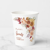 テラコッタかわいらし秋フローラグリーンリー誕生日 紙コップ (正面)