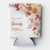 テラコッタかわいらし秋フローラグリーンリー誕生日 缶クーラー (正面)