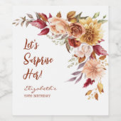 テラコッタかわいらし秋フローラサプライズ誕生日 ワインラベル (シングルラベル)