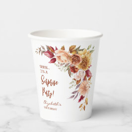 テラコッタかわいらし秋フローラサプライズ誕生日 紙コップ