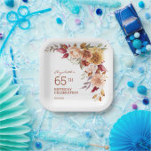 テラコッタかわいらし秋フローラ植物学誕生日 ペーパープレート (パーティー)