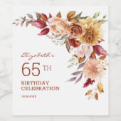 テラコッタかわいらし秋フローラ植物学誕生日 ワインラベル (シングルラベル)