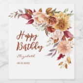 テラコッタかわいらし秋フローラ植物学誕生日 ワインラベル (シングルラベル)