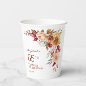 テラコッタかわいらし秋フローラ植物学誕生日 紙コップ (裏面)