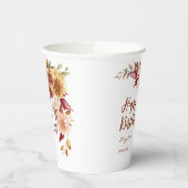 テラコッタかわいらし秋フローラ植物学誕生日 紙コップ (左)